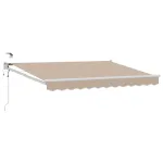 Marchiză retractabilă electrică bej 3x2,5 m cu LED și senzor vreme