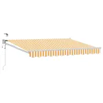 Marchiză retractabilă electrică 3x2,5 m galben alb, cu LED și senzor