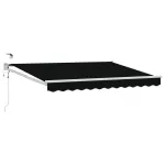 Marchiză electrică retractabilă cu LED și senzor vânt, negru, 3,5 x 2,5 m