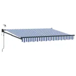 Marchiză electrică retractabilă 3x2 m, LED și senzor meteo, albastru/alb