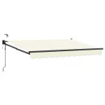 Marchiză retractabilă electrică crem 3 x 2,5 m cu LED și senzor de vânt