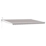 Marchiză retractabilă electrică gri deschis 5x3 m cu LED și senzor meteo