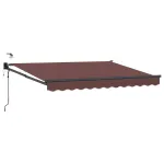 Marchiză retractabilă electrică maro 3 x 2,5 m cu LED și senzor meteo