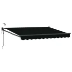 Marchiză retractabilă electrică cu LED și senzor vânt, neagră, 3 x 2,5 m