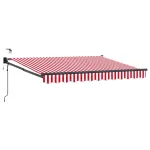 Marchiză retractabilă electrică 3 x 2,5 m roșu/alb cu LED și senzor vreme