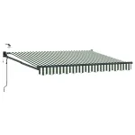 Marchiză electrică retractabilă verde/alb 3x2,5 m cu LED și senzor