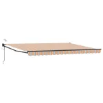 Marchiză electrică retractabilă cu LED și senzor vânt 4,5x3 m, albastru-portocaliu