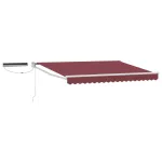 Marchiză electrică retractabilă bordo/alb 2,5 x 2 m cu telecomandă și panou solar