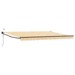 Marchiză retractabilă electrică 4x3 m galben/alb cu LED și senzor