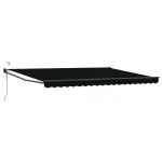 Marchiză retractabilă electrică neagră 4x3 m cu LED și senzor vânt