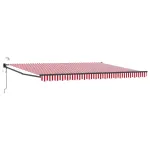 Marchiză retractabilă electrică 4x3 m roșu/alb, cu LED și senzor vânt