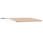 Marchiză electrică retractabilă 4x3 m, cu panou solar, albastru-portocaliu