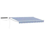 Marchiză electrică retractabilă 3 x 2,5 m, albastru și alb, cu panou solar
