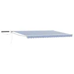 Marchiză electrică retractabilă albastru/alb 4x2 m cu panou solar