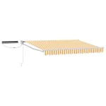 Marchiză retractabilă electrică cu panou solar 3,5 x 2,5 m galben/alb