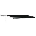 Marchiză electrică retractabilă 4x3 m negru/alb, cu panou solar