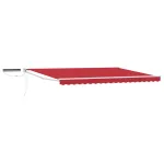 Marchiză electrică retractabilă 4x3 m, roșu/alb, cu telecomandă și panou solar