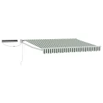Marchiză electrică retractabilă verde-alb 3 x 2,5 m cu telecomandă și panou solar