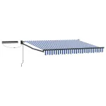 Marchiză electrică retractabilă albastru-alb 3 x 2,5 m, cu telecomandă