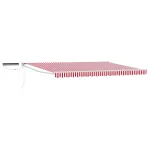 Marchiză electrică retractabilă 4,5x3 m, roșu/alb, cu panou solar