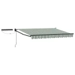 Marchiză electrică retractabilă verde/alb 3,5 x 2 m cu panou solar