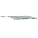 Marchiză electrică retractabilă verde și alb 5 x 3 m cu telecomandă