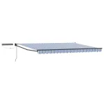 Marchiză electrică retractabilă 5x3 m, albastru-alb, cu panou solar