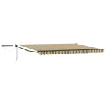 Marchiză electrică retractabilă 4x3 m, verde-galben, cu panou solar