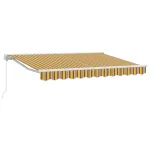 Copertină retractabilă manuală Galben, Gri și Alb 3,5 x 2,5 m GartenMobel Dekor