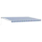 Copertină retractabilă manuală Albastru și Alb 5 × 3,5 m GartenMobel Dekor
