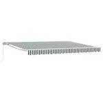 Copertină retractabilă manuală Verde și alb 4,5 × 3,5 m GartenMobel Dekor