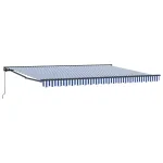 Copertină retractabilă manuală Albastru și Alb 4 × 3,5 m GartenMobel Dekor
