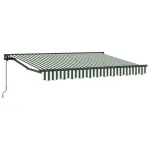 Copertină retractabilă manuală Verde și alb 3,5 x 2 m GartenMobel Dekor