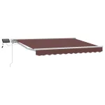 Cadru manual de marchiză cu LED-uri Maro și alb 3,5 x 2,5 m GartenMobel Dekor