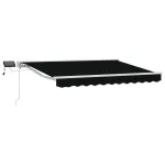 Cadru manual de marchiză cu LED-uri Negru și Alb 3 x 2,5 m GartenMobel Dekor