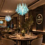 Candelabru din cristal albastru AZURE Magno, 7xE14, D60 cm, reglabil