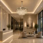Candelabru din cristal LUCENT Eleganza, 9xE14, D50 cm, auriu, reglabil