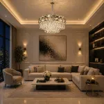 Candelabru din cristal LUCENT Magno, 12xE14, D60 cm, auriu, reglabil