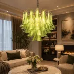 Candelabru din cristal verde VERDANT Eleganza, 4xE14, D50 cm, reglabil