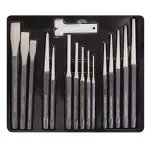 Set dornuri si dalti 15 piese din otel CR-V cu gauge Topmaster