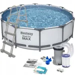 Piscina cu cadru metalic Bestway 366x100 cm, 9150 l, cu pompa si scara