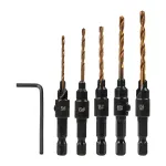 Set 5 burghie pentru frezat cu prindere 1/4 inch hex, 5-12 mm