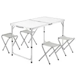 Set masă pliabilă cu 4 scaune, reglabilă, tip valiză, gri, 120x60 cm