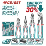 TOTAL - SET 4 CLESTI - CLESTE TAIETOR 7'', CLESTE CU VARF ASCUTIT 8'', PATENT UNIVERSAL 9.5'', CLEST