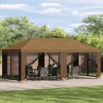 Pavilion cu panouri laterale 6 x 3 m Bej Poliester și oțel 190 GartenMobel Dekor