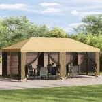 Pavilion cu panouri laterale 6 x 3 m Crem Poliester și oțel 190 GartenMobel Dekor