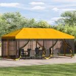Pavilion cu panouri laterale 6 x 3 m Galben Poliester și oțel GartenMobel Dekor