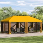 Pavilion cu panouri laterale 6 x 3 m Galben Poliester și oțel GartenMobel Dekor
