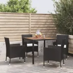Set mobilier de grădină cu perne, 5 piese, negru, poliratan GartenMobel Dekor