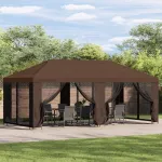 Pavilion cu panouri laterale 6 x 3 m Maro Poliester și oțel 190 GartenMobel Dekor